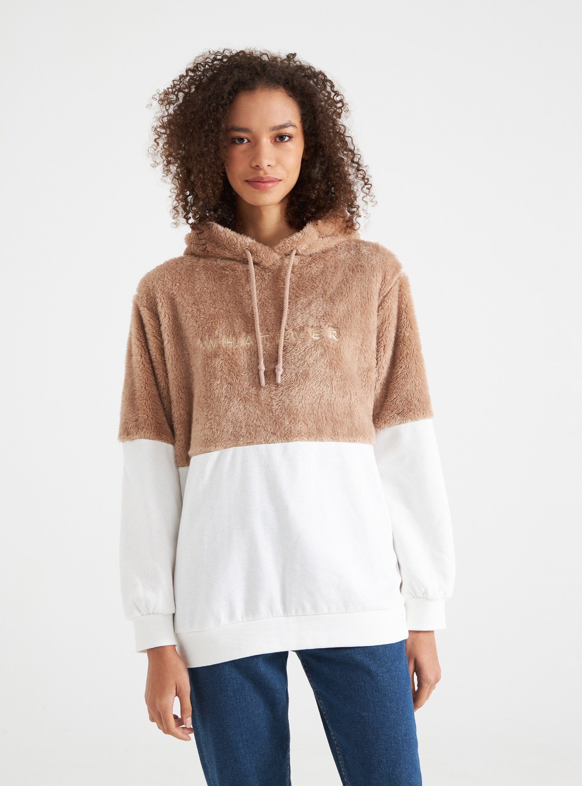 Colour block oversized zip through hoodie clearance