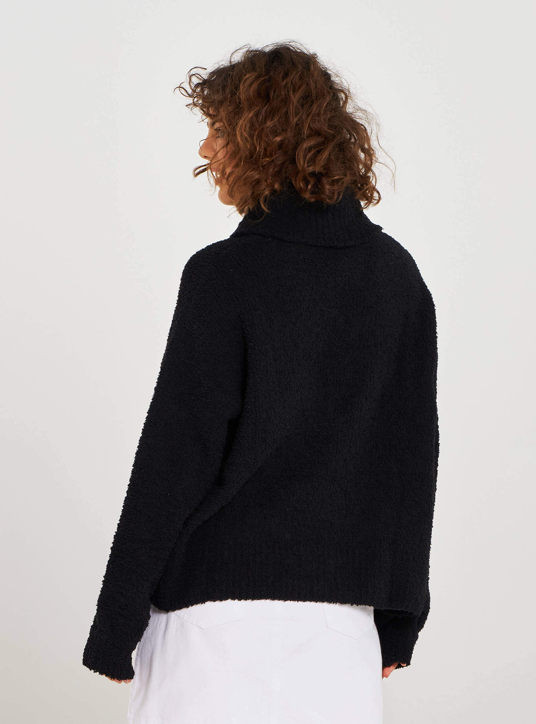 oversized black polo neck jumper