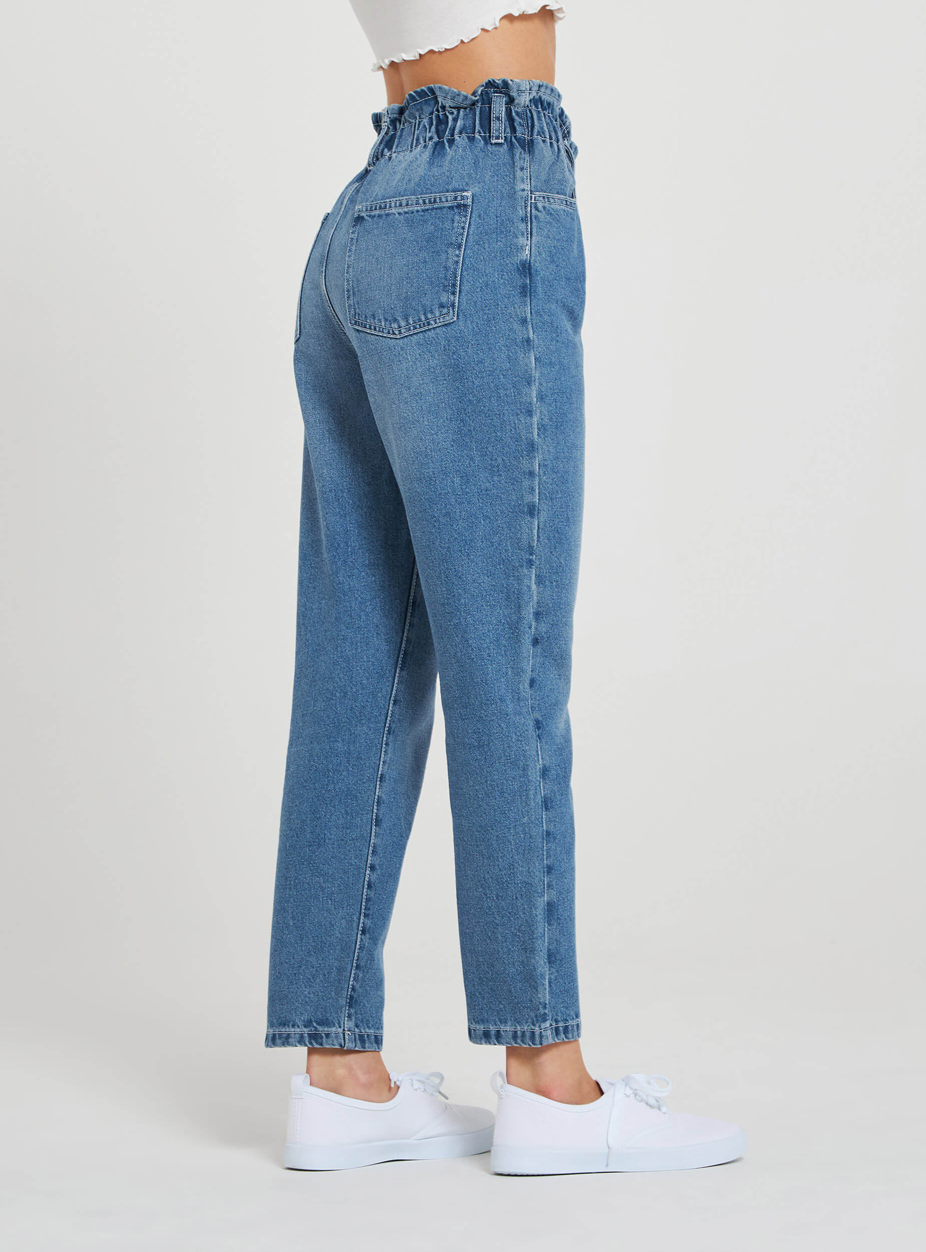 denim paper bag pants