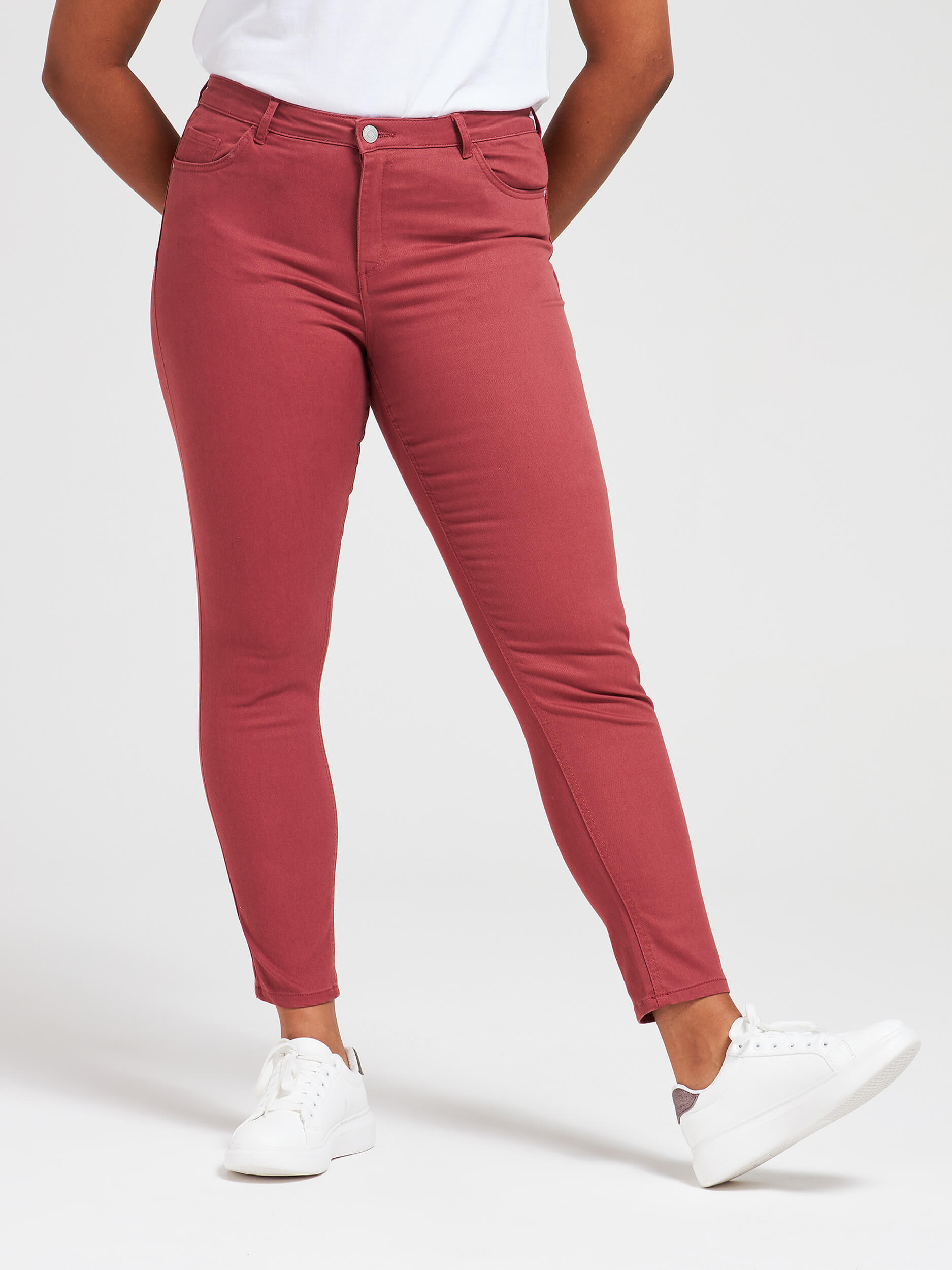 Pink dark Plain push-up trousers - Buy 