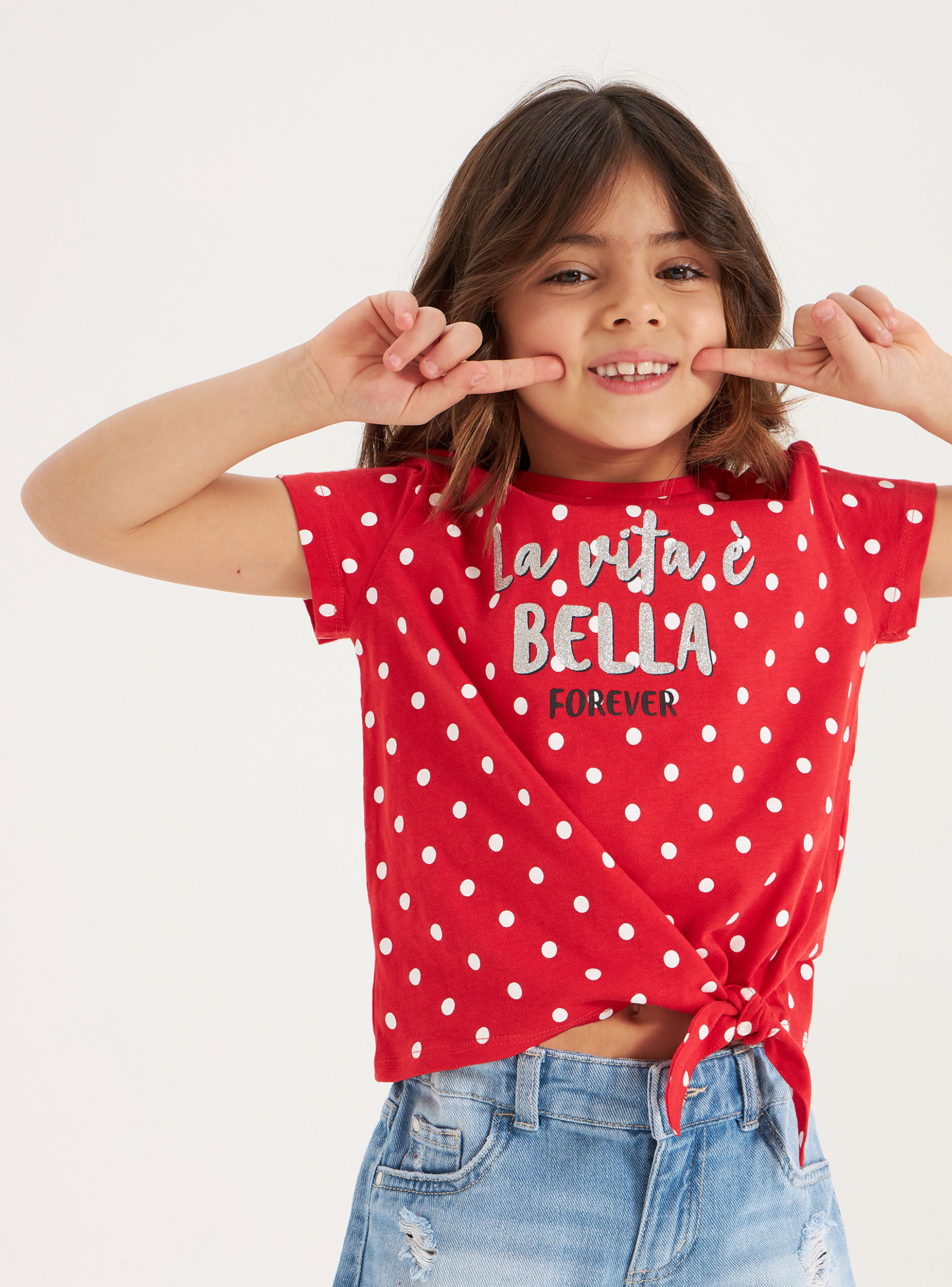 girls red polka dot shirt