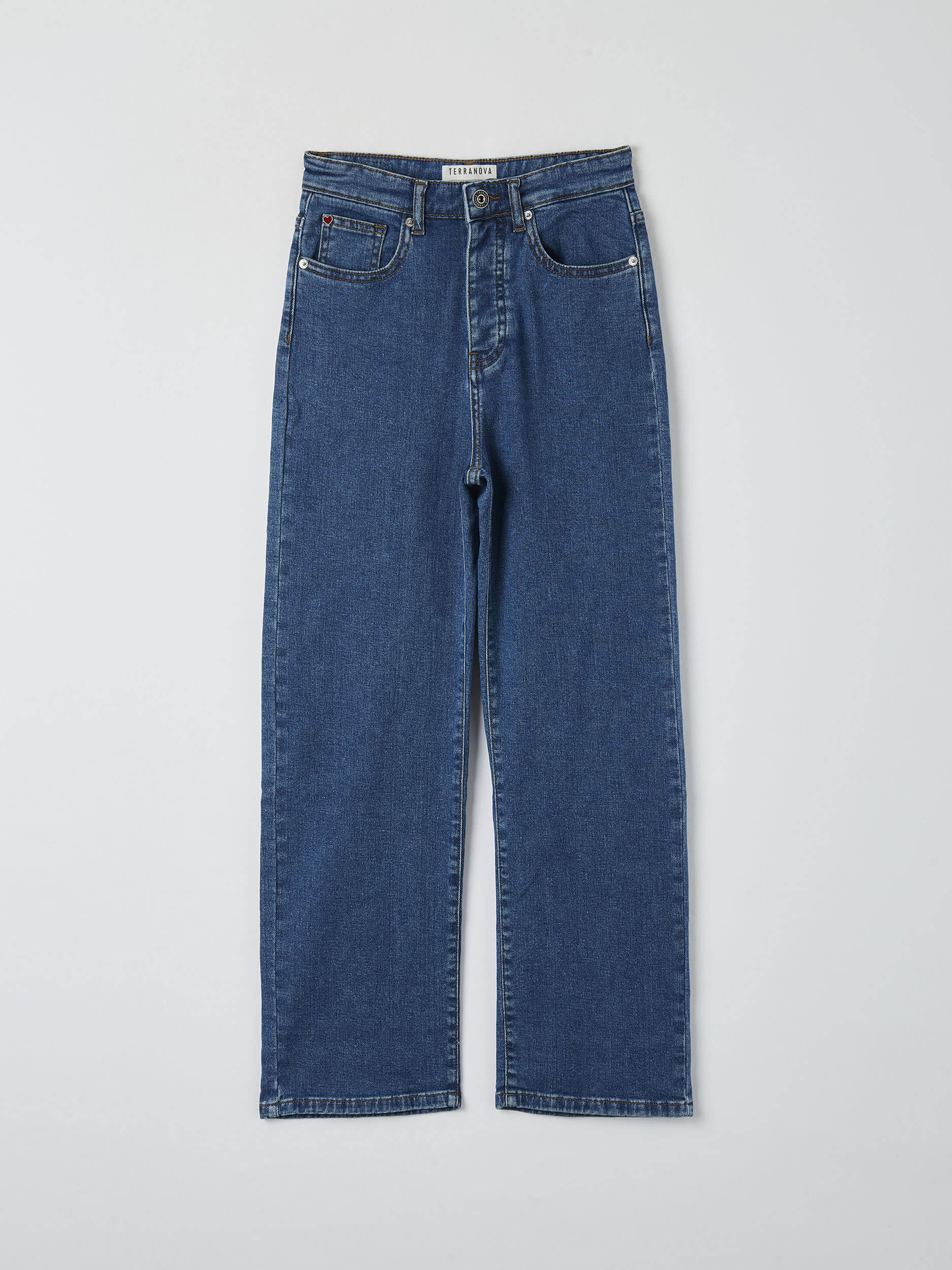 blue denim high waisted jeans