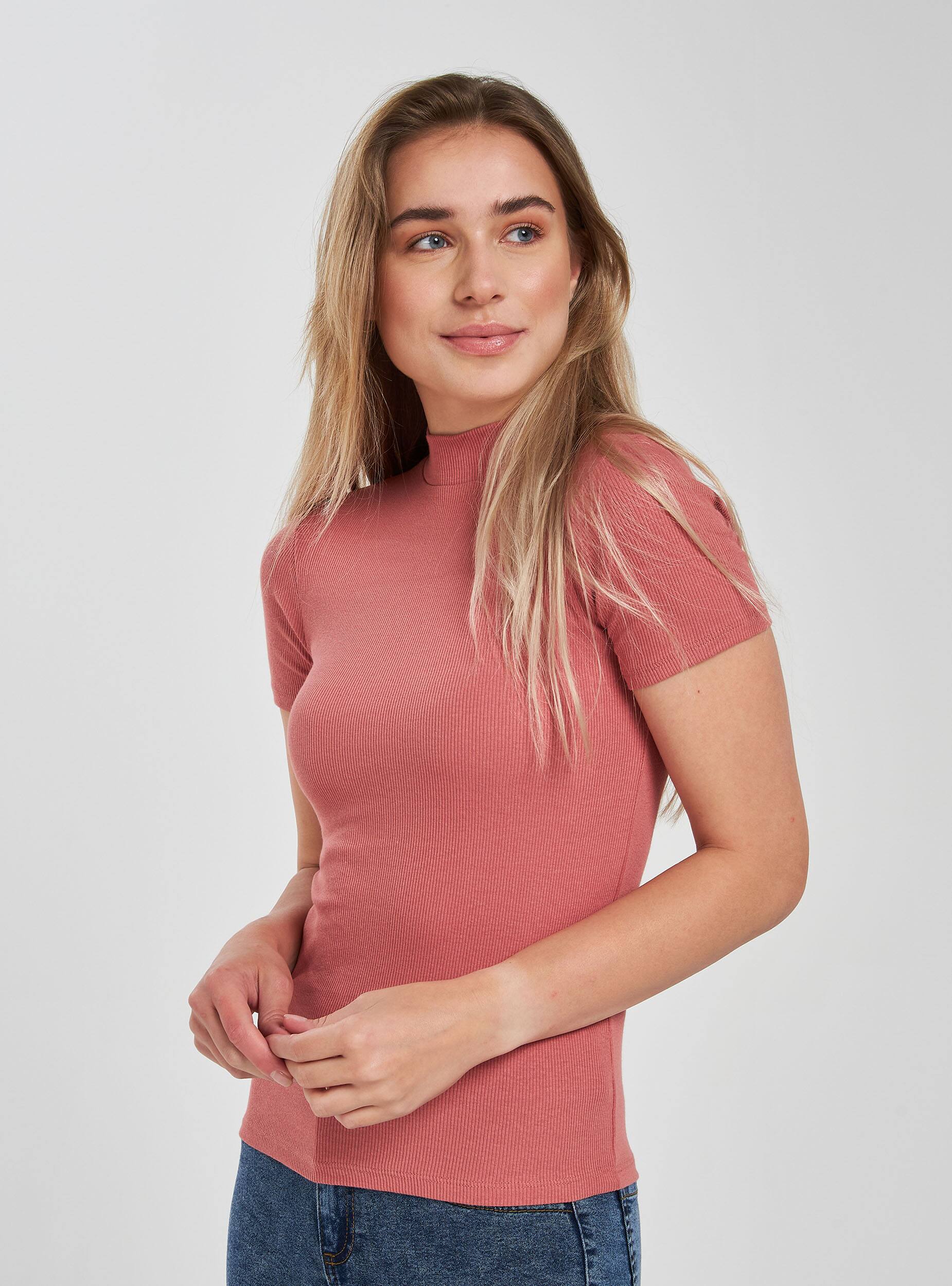 pink mock turtleneck