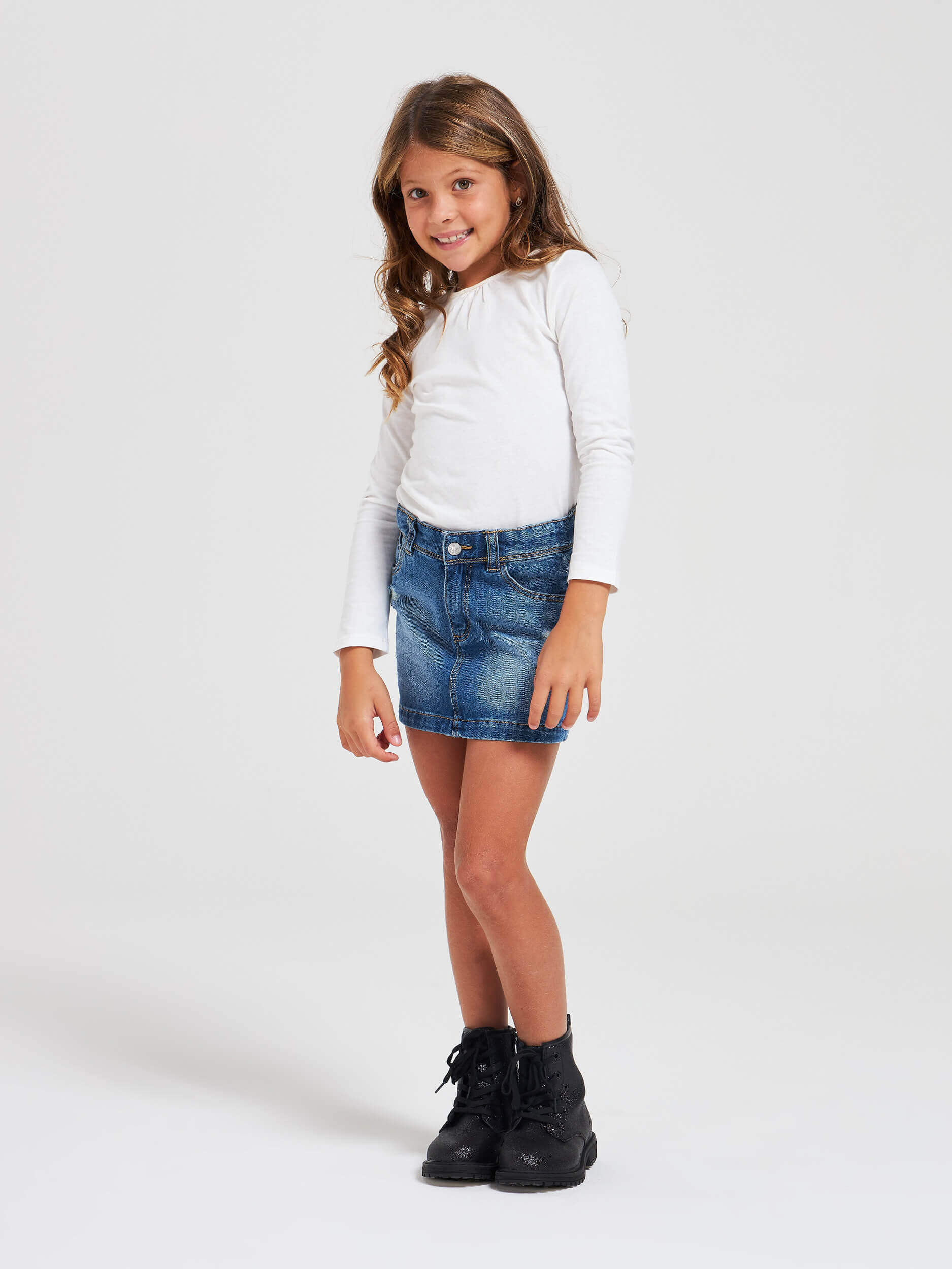 girls denim mini skirt