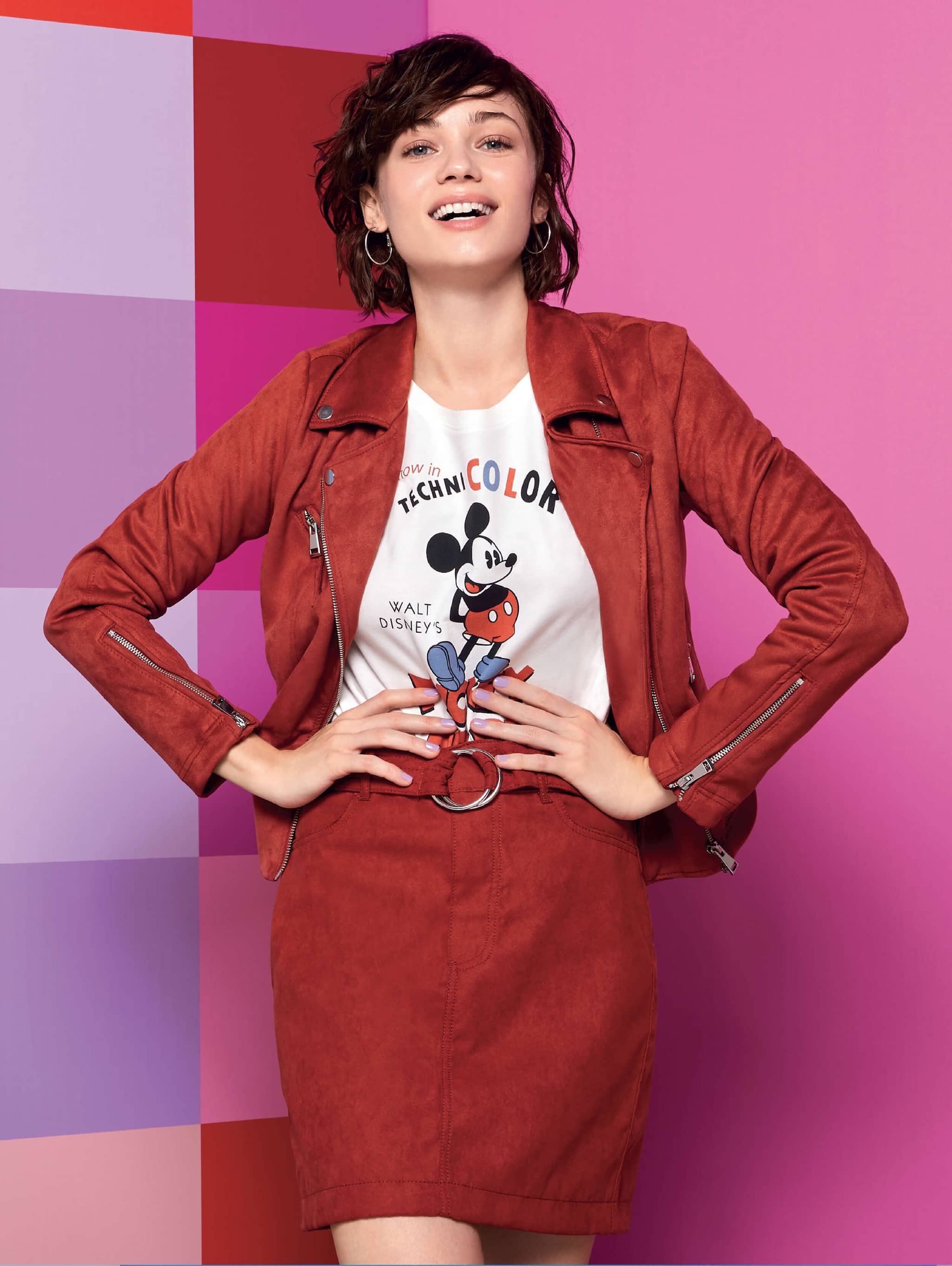 rust suedette biker jacket