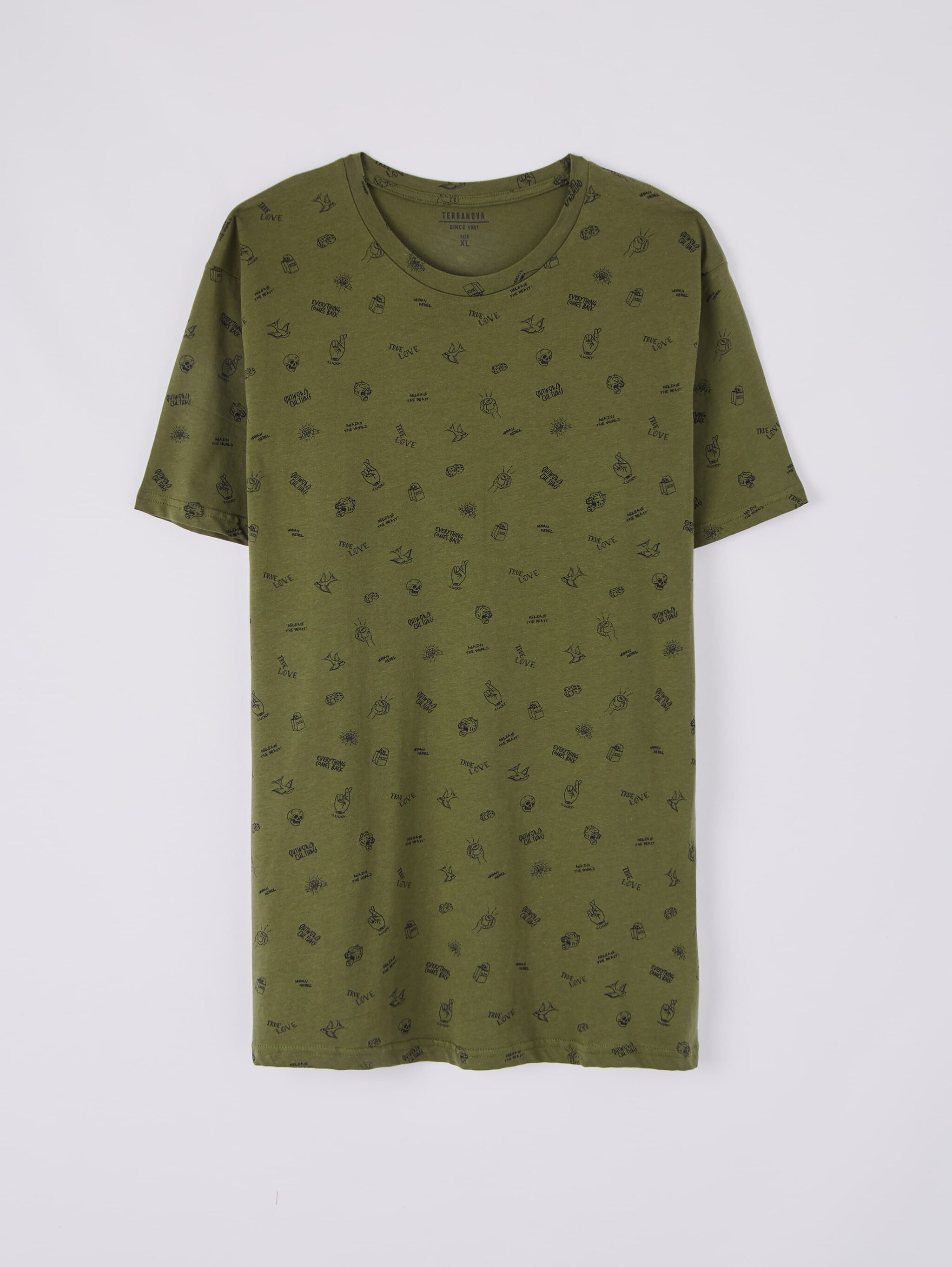 Var Salbei T Shirt All Over Muster Terranova