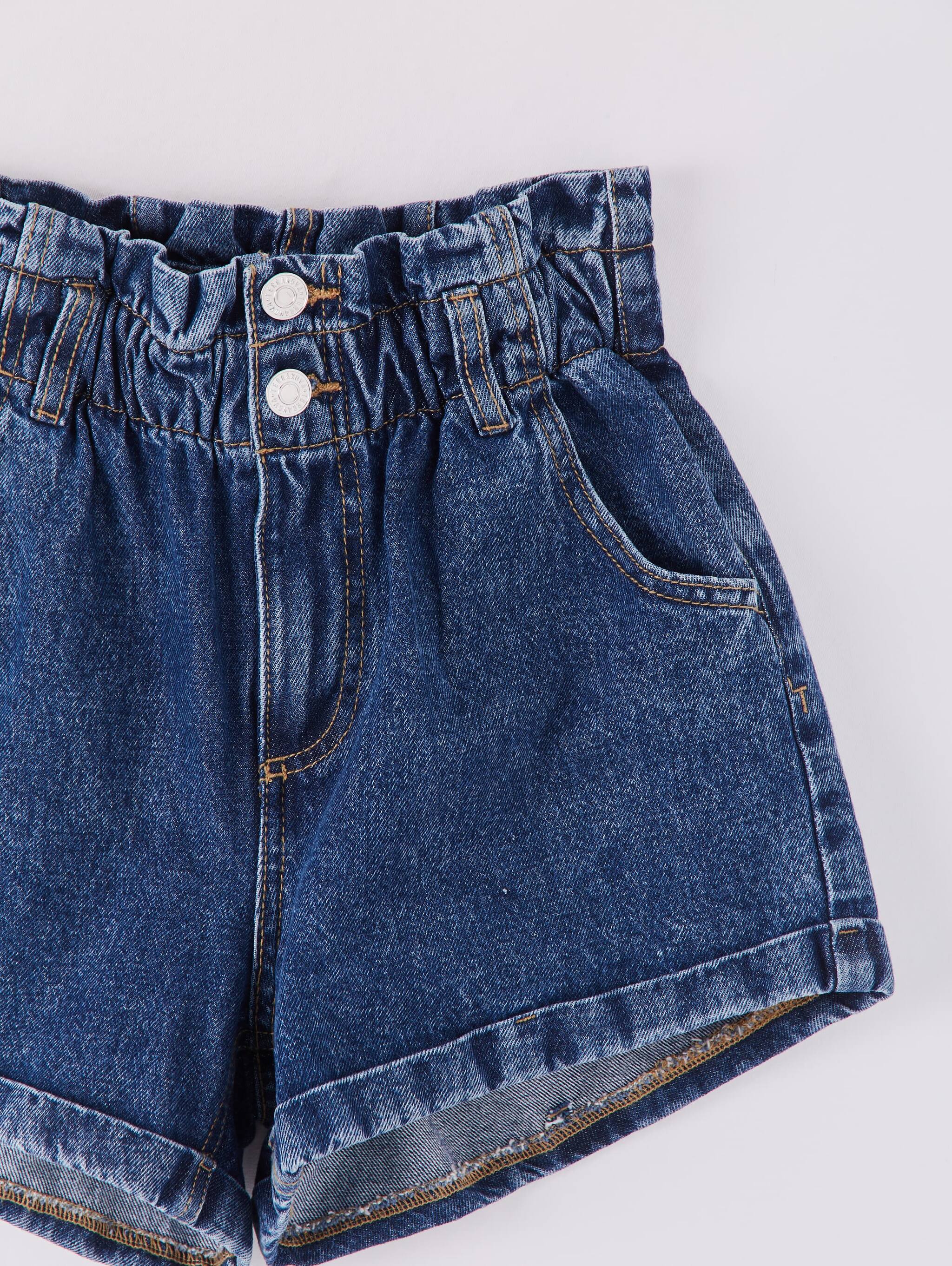 blue jean paper bag shorts