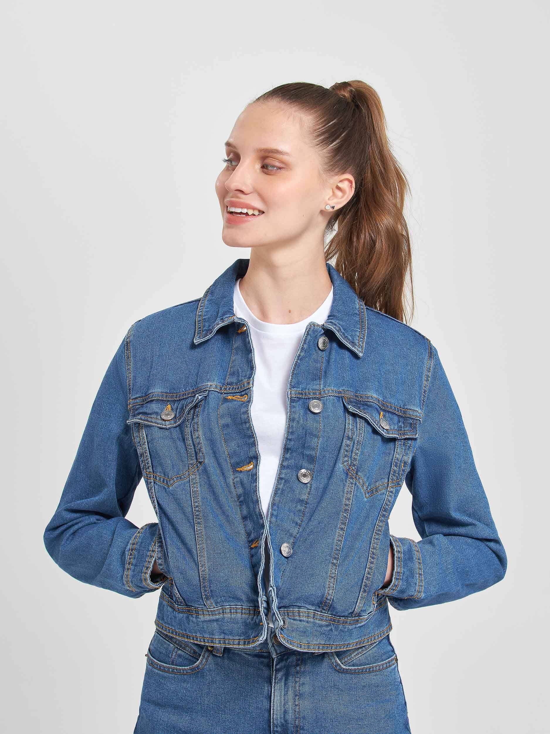 short blue jean jacket