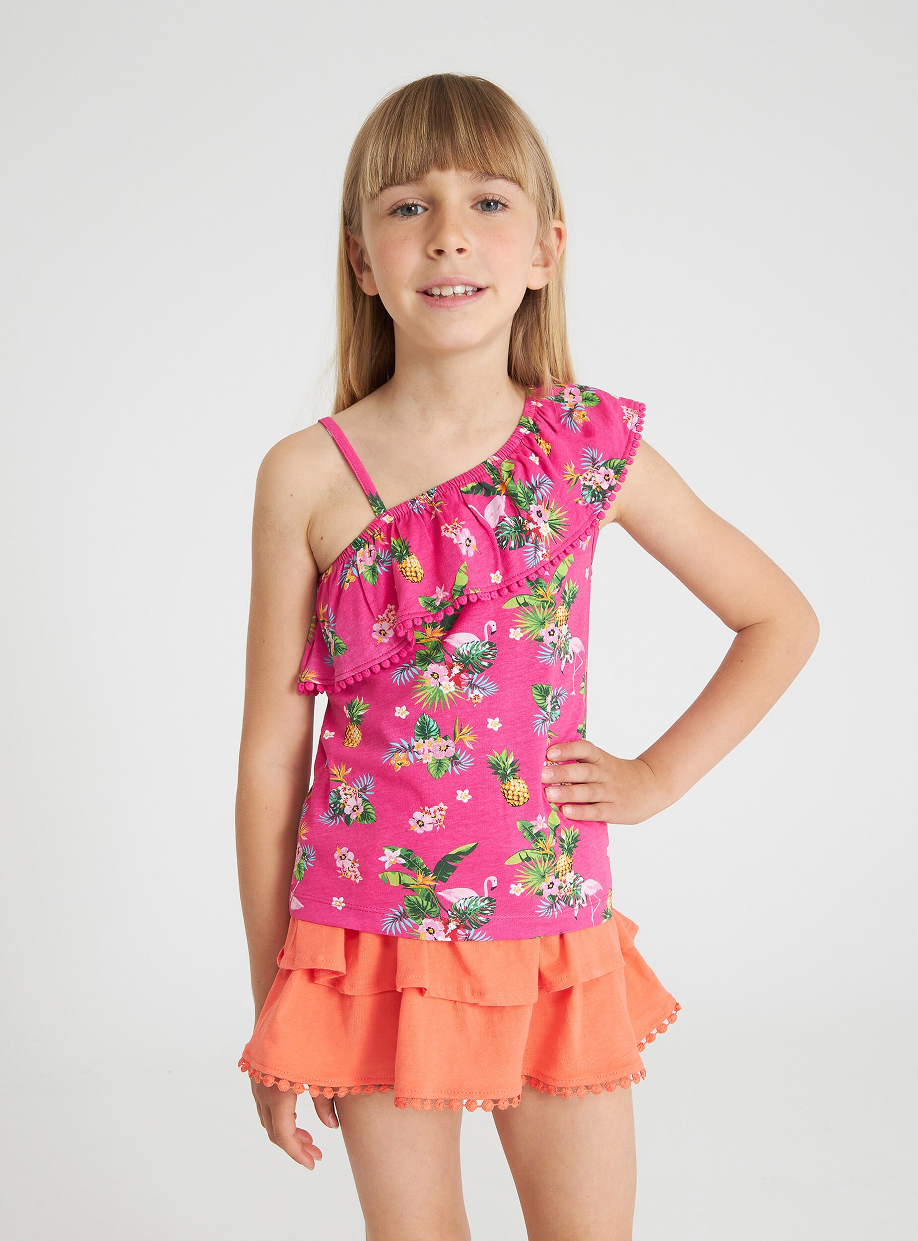 Top Monospalla A Fantasia Tropicale Bambina