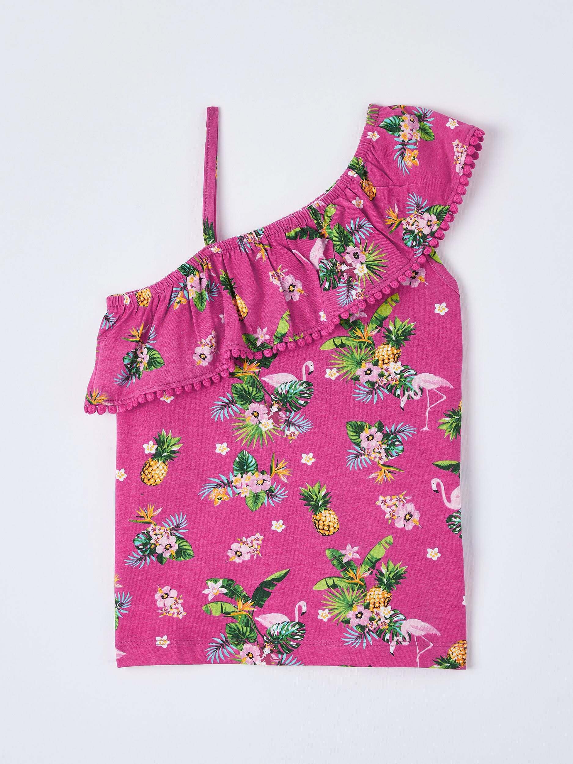 Top Monospalla A Fantasia Tropicale Bambina