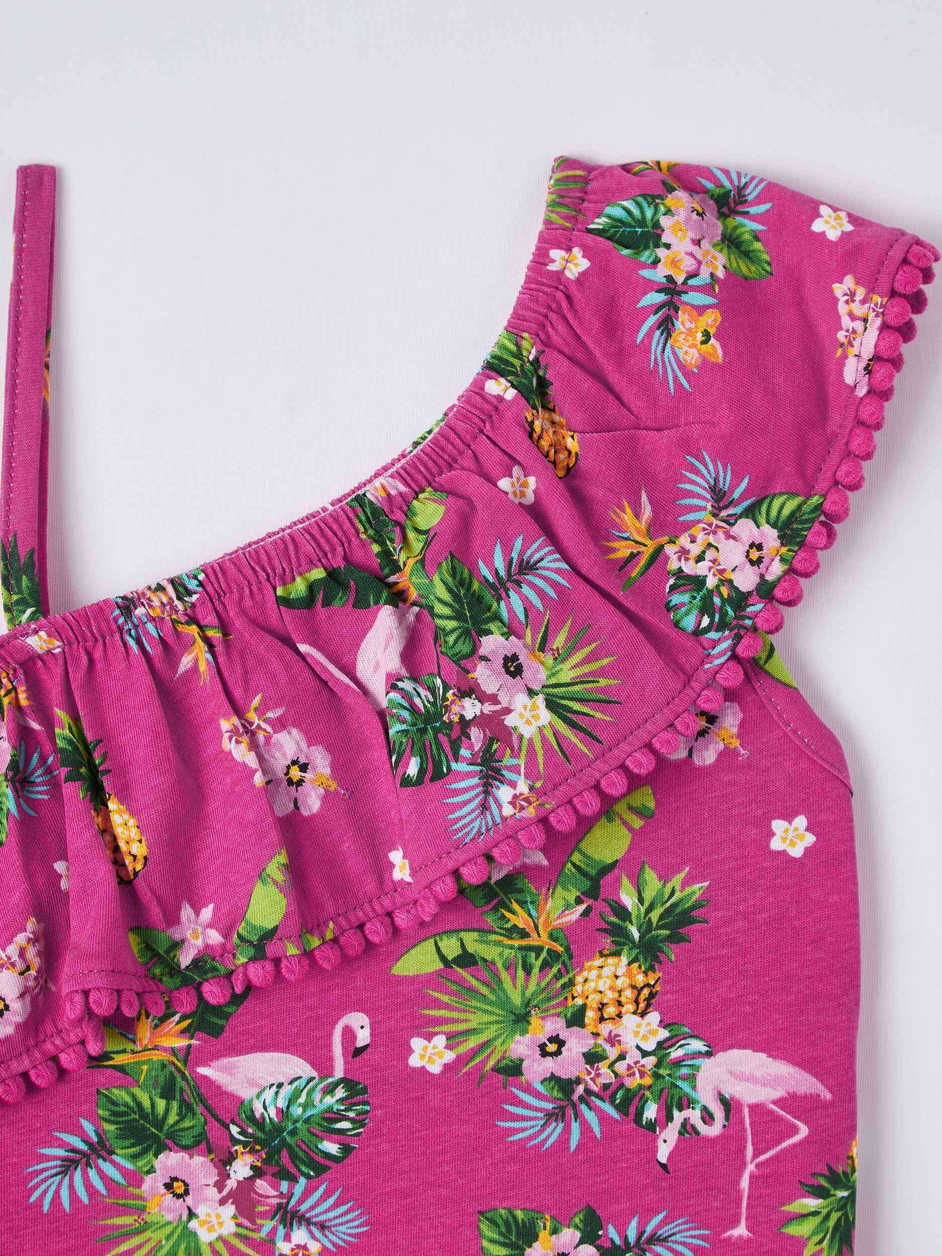 Top Monospalla A Fantasia Tropicale Bambina
