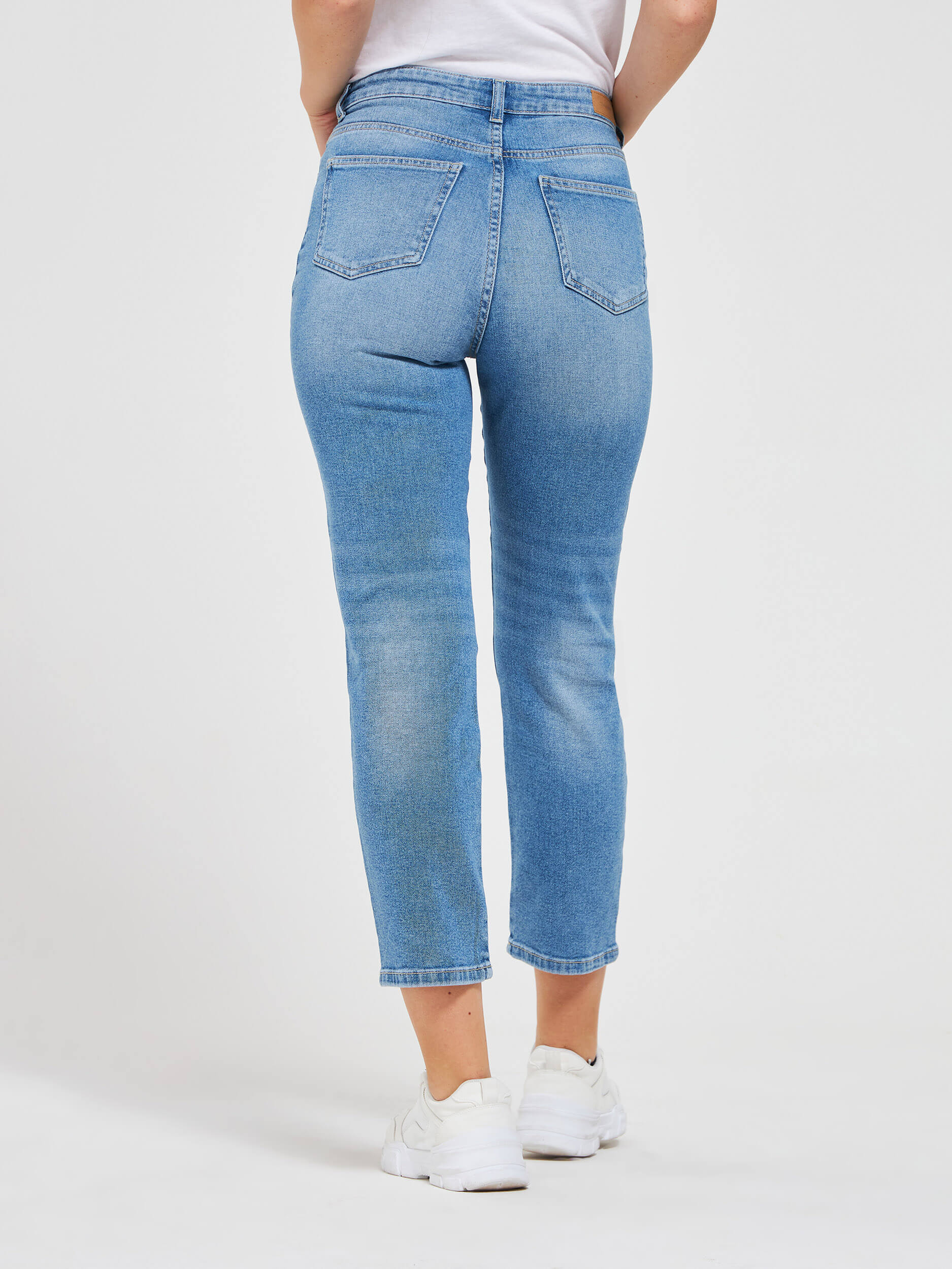 straight leg light blue jeans